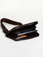 Сумка мужская через плечо TEXTURA, портмоне - клатч, на молнии, коричневая - Фото 2