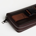 Сумка мужская на плечо TEXTURA, портмоне-клатч, на молнии, коричневая - Фото 3