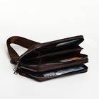 Сумка мужская на плечо TEXTURA, портмоне-клатч, на молнии, коричневая - Фото 2