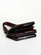 Сумка мужская на плечо TEXTURA, портмоне-клатч, на молнии, коричневая - Фото 2