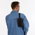 Сумка мужская на плечо TEXTURA, портмоне-клатч, на молнии, коричневая - Фото 10