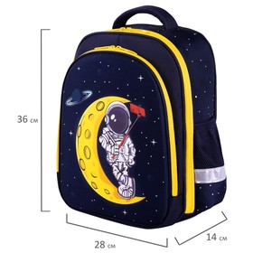Рюкзак 2 отделения, 36х28х14 см, BRAUBERG KIDS STANDARD Spaceman, светящийся