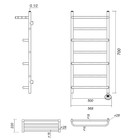 Полотенцесушитель электрический Domoterm "Орфей" П7, 500x700 мм, с полкой, правый, бронза - Фото 4