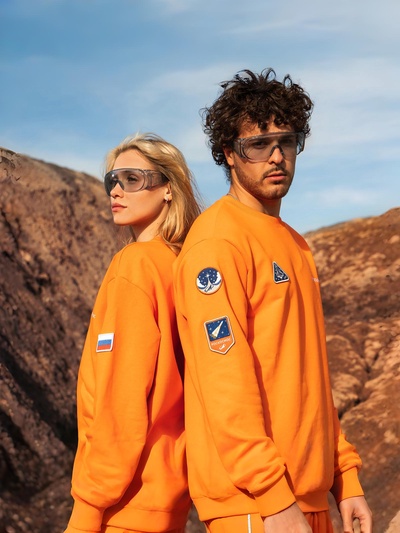 Свитшот РОСКОСМОС х ONLYTOP, р. XS, оранжевый