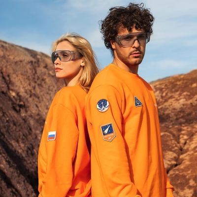 Свитшот РОСКОСМОС х ONLYTOP, р. L, оранжевый
