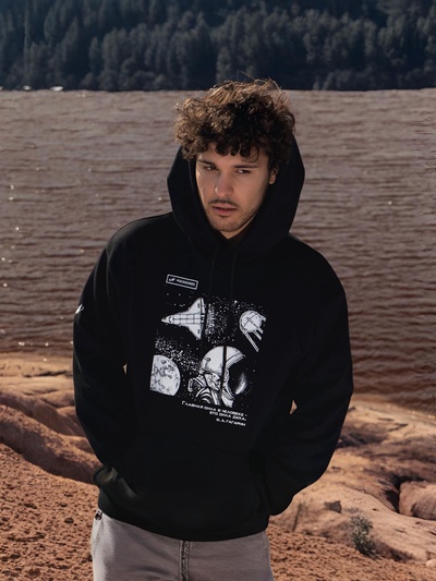 Толстовка с капюшоном РОСКОСМОС х ONLYTOP, р. XXL, чёрная