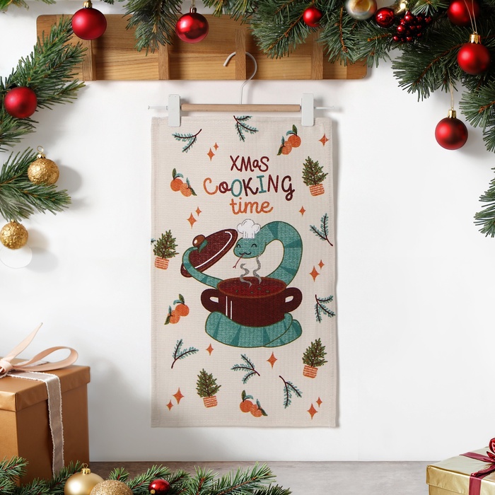 Полотенце «Доляна. Время готовить», 28×46 см, 100% хлопок, вафля160 г/м² - Фото 1