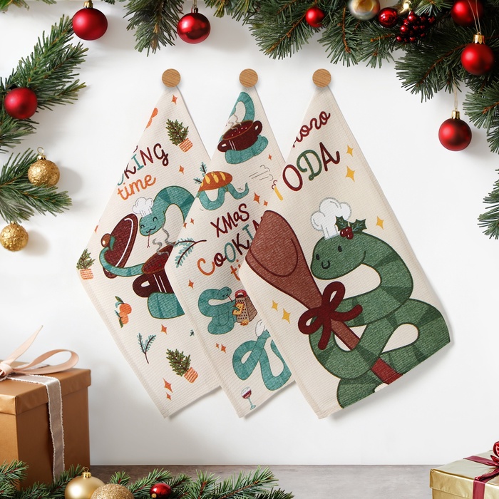 Набор полотенец Доляна Cooking time 28×46 см - 3 шт., 100% хл - Фото 1