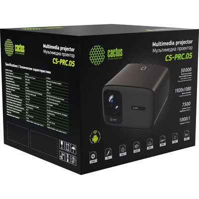 Проектор Cactus CS-PRC.05B, Full HD, LCD, 1920×1080, 7500 Lm, 750 ANSI Lm, 1000:1