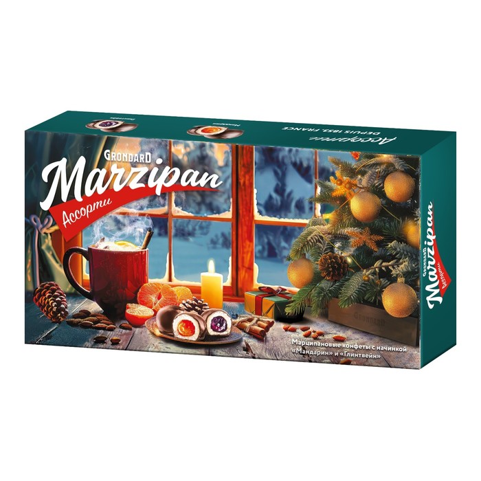 Конфеты подарочные новогодние глазированные «Марципан», мандарин, глинтвейн, ассорти, 126 г - Фото 1