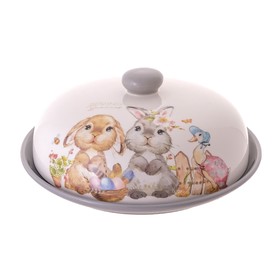 Блюдо для блинов с крышкой Repast Spring Bunnies, керамика, размер 23х9.7 см 10720993