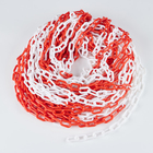 Цепь оградительная, красно-белая, пластик, звено - 6 мм, 30 м - Фото 1