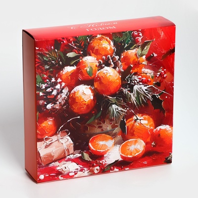 Коробка под 9 конфет «Новогодняя», 14.5×14.5×3.5 см