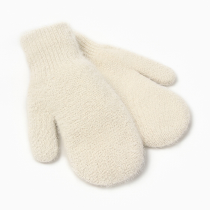 Варежки женские MIST с шерстью кролика, размер 22 см, молочные