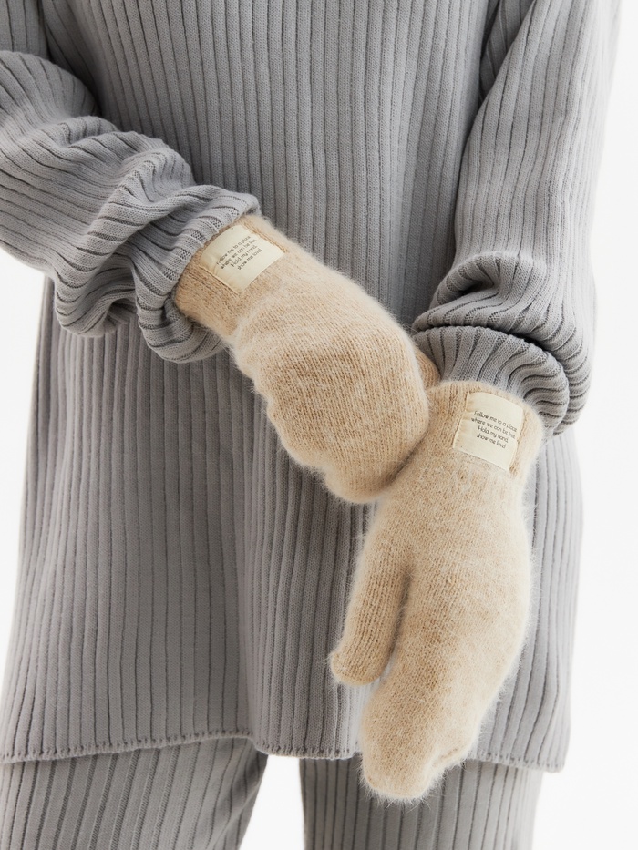 Варежки женские MIST с шерстью кролика, размер 22 см, цвет кофейный