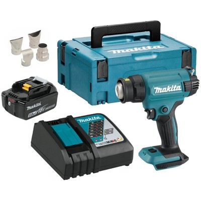 Фен строительный аккумуляторный Makita DHG181RT1J, 18 В, 5 Ач, 550 °С, 6 режимов, кейс