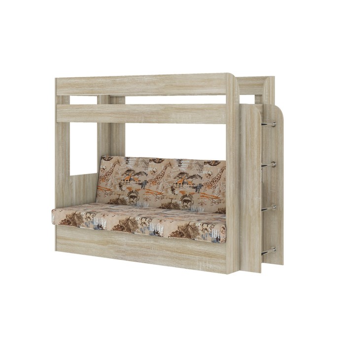 Кровать двухъярусная «Карамель 75», с диваном, 2126×834×1674 мм, цвет дуб сонома/саванна - Фото 1