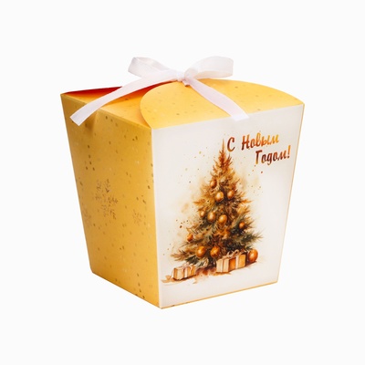 Бонбоньерка новогодняя, подарочная упаковка «Счастливого нового года», 7.5×8×7.5 см