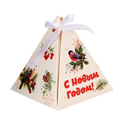 Бонбоньерка новогодняя, подарочная упаковка «С Новым годом», 7×7×7.5 см
