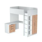 Кровать чердак Polini kids Simple, с письменным столом и шкафом, цвет белый-дуб крафт золотой - Фото 7