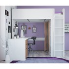 Кровать чердак Polini kids Simple, с письменным столом и шкафом, цвет белый-дуб крафт золотой - Фото 3