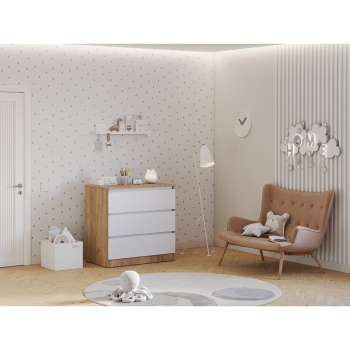 Комод с ящиками Polini kids Simple 1980, 804×505×797 мм, цвет дуб крафт золотой/белый - Фото 1