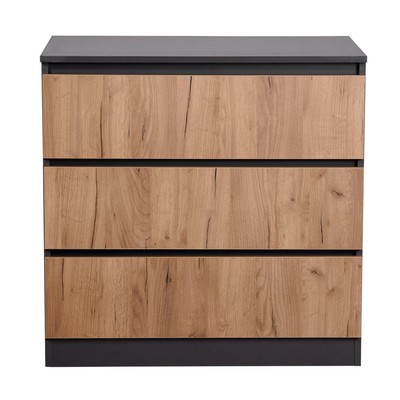 Комод с ящиками Polini kids Simple 1980, 804×505×797 мм, цвет графит/дуб крафт золотой