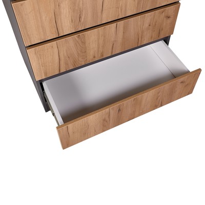 Комод с ящиками Polini kids Simple 1980, 804×505×797 мм, цвет графит/дуб крафт золотой