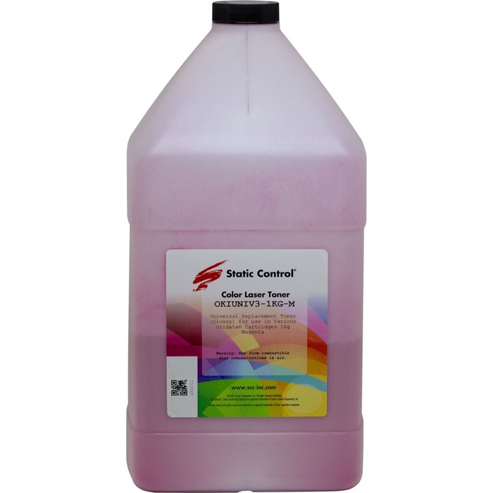 Тонер Static Control OKIUNIV3-1KG-M, пурпурный, флакон 1000 г, для принтера Oki C3300N/5500