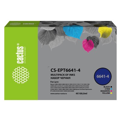 Чернила Cactus CS-EPT6641-4 T664 многоцветный набор 4x100мл для Epson L100/L110/L120/L132/L   107628