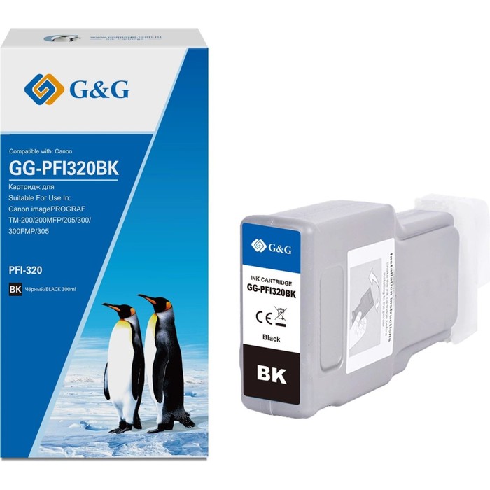 Картридж струйный G&G GG-PFI320BK, чёрный, 300 мл, для Canon imagePrograf TM-200/20