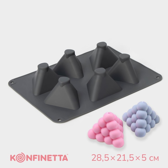 Форма для выпечки и муссовых десертов KONFINETTA «Рафаэль», силикон, 28.5×21.5×5 см, 6 ячеек (7×4.9 см), серая - Фото 1