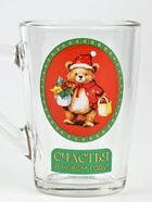 Кружка новогодняя стеклянная «Мишка», 300 мл - Фото 3