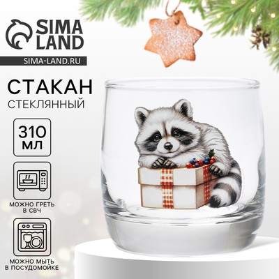 Стакан стеклянный новогодний «Енотик», 310 мл