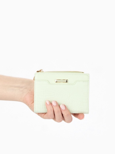 Кошелёк женский на кнопке, 12.5×2×9 см, однотонный, комбинированный, светло-зелёный