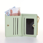 Кошелёк женский на кнопке, 12.5×2×9 см, однотонный, комбинированный, светло-зелёный - Фото 9