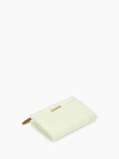 Кошелёк женский на кнопке, 12.5×2×9 см, однотонный, комбинированный, светло-зелёный