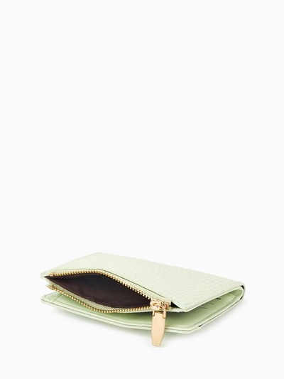 Кошелёк женский на кнопке, 12.5×2×9 см, однотонный, комбинированный, светло-зелёный