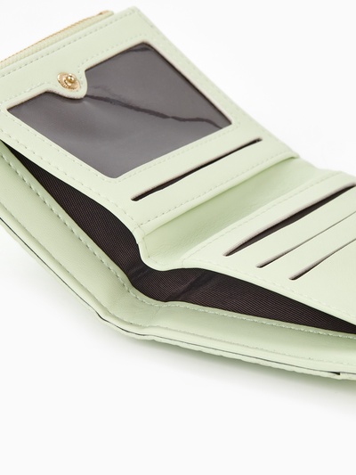 Кошелёк женский на кнопке, 12.5×2×9 см, однотонный, комбинированный, светло-зелёный
