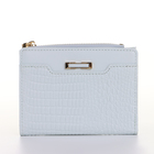 Кошелёк женский на кнопке, 12.5×2×9 см, однотонный, комбинированный, светло-голубой - Фото 2