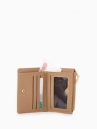 Кошелёк женский на кнопке, 12.5×2×9 см, однотонный, комбинированный, бежевый - Фото 3