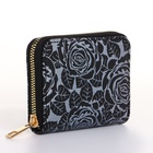Кошелёк женский на молнии 11×2.5×9 см, с цветочным принтом, чёрный - Фото 4