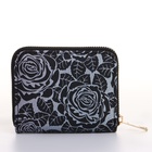 Кошелёк женский на молнии 11×2.5×9 см, с цветочным принтом, чёрный - Фото 6