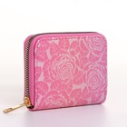 Кошелёк женский на молнии 11×2.5×9 см, с цветочным принтом, розовый - Фото 4