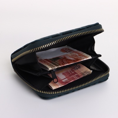 Кошелёк женский на молнии 11×2.5×9 см, однотонный, зелёный