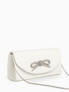 Сумка-клатч женская вечерняя на магните, на длинной цепочке, с декоративным бантом, белая - Фото 5