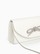 Сумка-клатч женская вечерняя на магните, на длинной цепочке, с декоративным бантом, белая - Фото 4