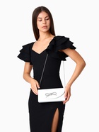 Сумка-клатч женская вечерняя на магните, на длинной цепочке, с декоративным бантом, белая - Фото 7