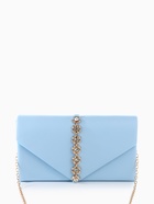 Сумка-клатч женская вечерняя на магните, на длинной цепочке, со стразами, голубая - Фото 9