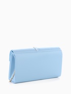 Сумка-клатч женская вечерняя на магните, на длинной цепочке, со стразами, голубая - Фото 6